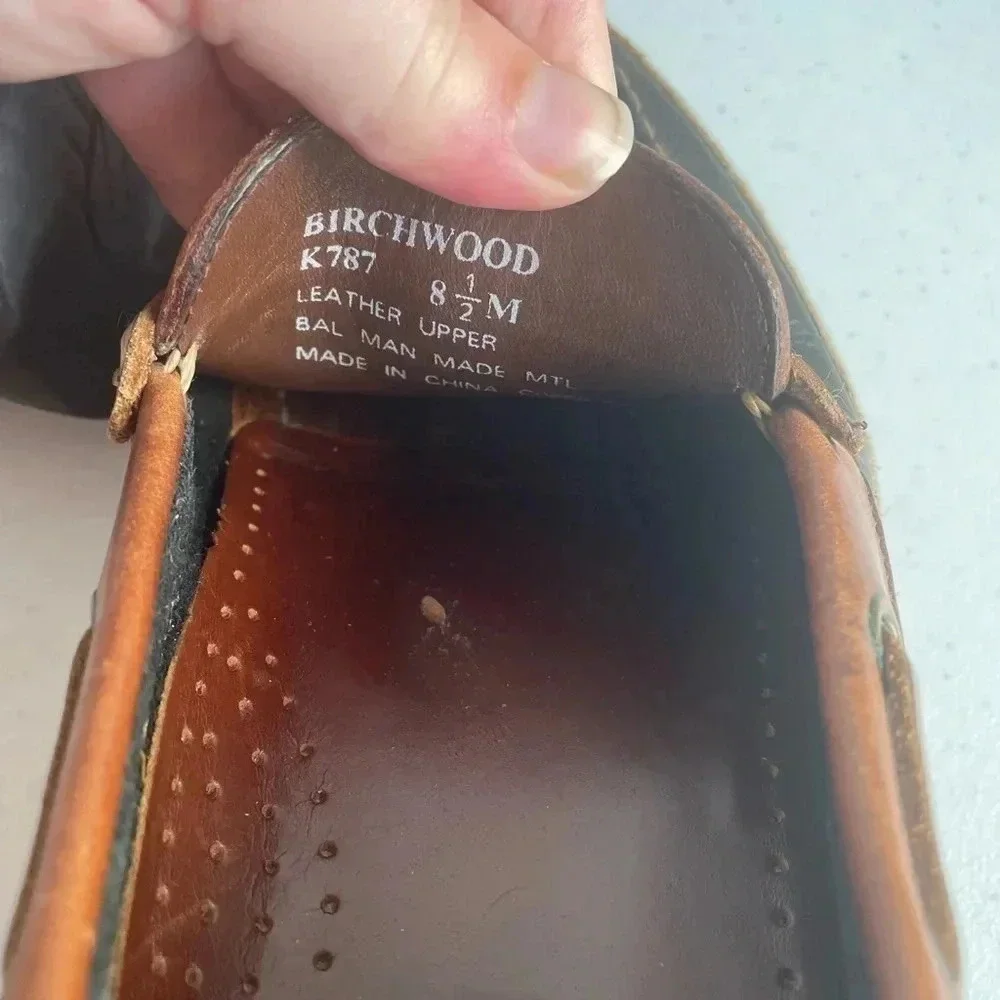 Mens Bass Birchwood Black & Brown Leather Penny Loafers Size 8.5 GUC - Picture 7 of 8